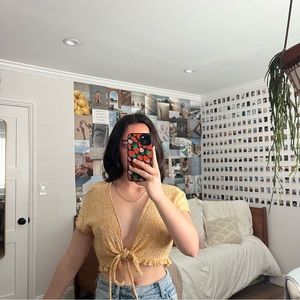 O’neill Yellow & White Tie Top